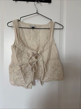 American Rag Cream Eyelet Tie-Front Camisole
